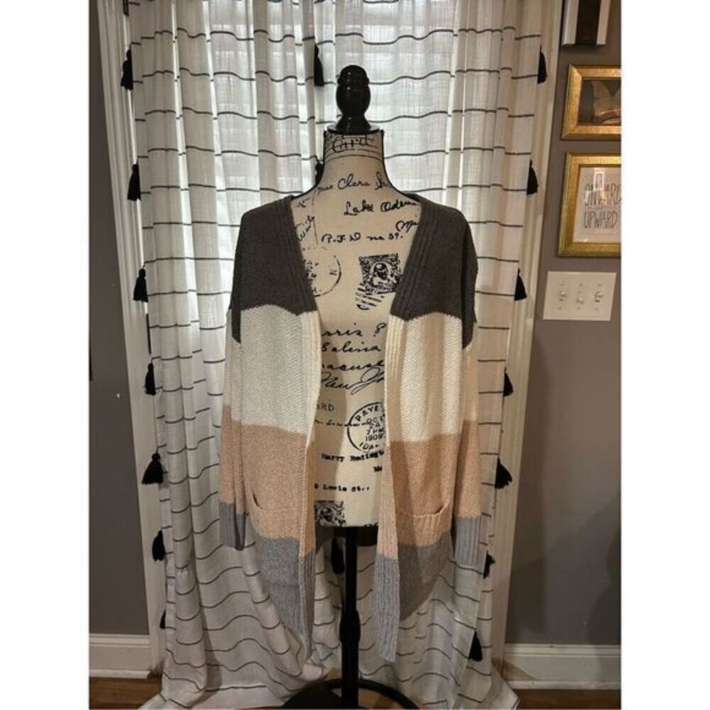 Pink Rose Tri Color Knit Cardigan Brand New with Tags Size XL Soft Cardigan